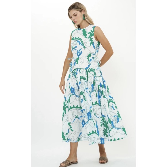 Oliphant Dresses & Skirts - $348 OLIPHANT Sleeveless Piped Maxi Dress Orchid Green Tuckernuck CURRENT Sz S